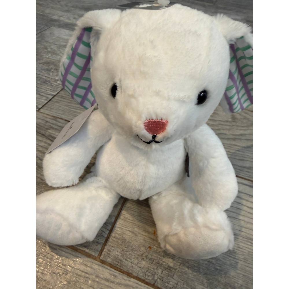 Hallmark Bunny Plush NWT Plaid Ears Easter Stuffed Animal MJE5207 Nursery 10"